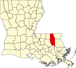 Map of Louisiana highlighting Tangipahoa Parish